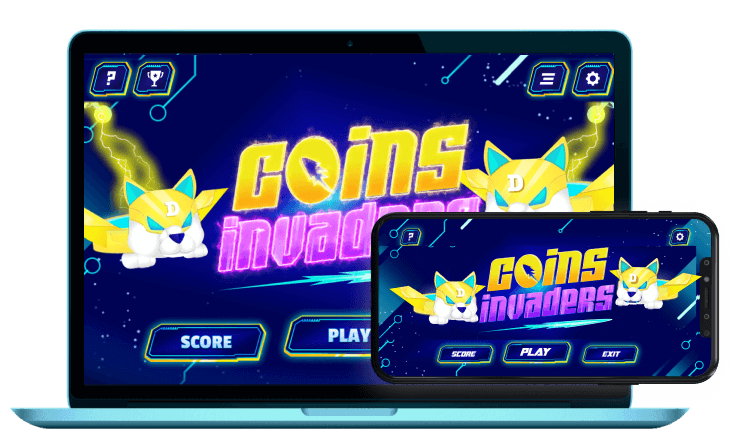 Screenshot of the start of the free game for pc Coins invaders